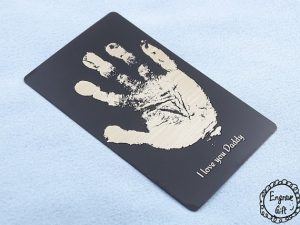 handprint replica etched on card for fathers day